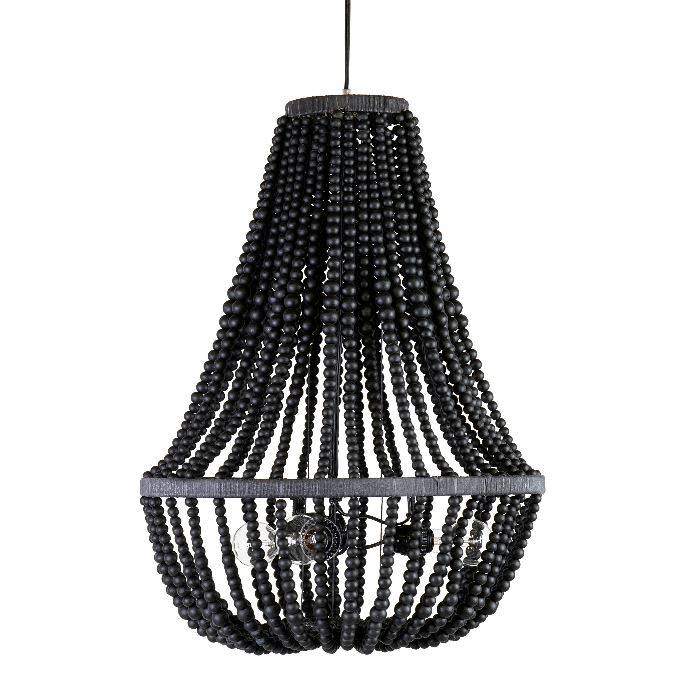 East At Main Kera Collapsible Chandelier With Wooden Beads Black