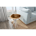 East At Mains Joeslin White Teakwood Round Accent Table