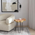 East At Mains Lovilla Brown Round Teakwood Accent Table