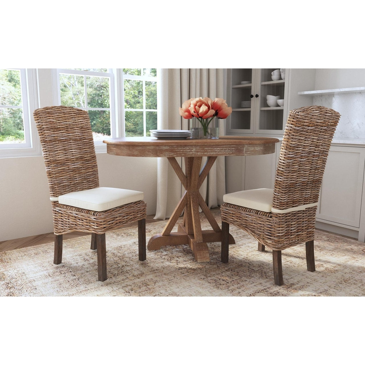 East At Mains Odessa Casual Grey Textured Chair Set Of 2