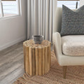 East At Mains Stanley White Round Teakwood Accent Table Stool