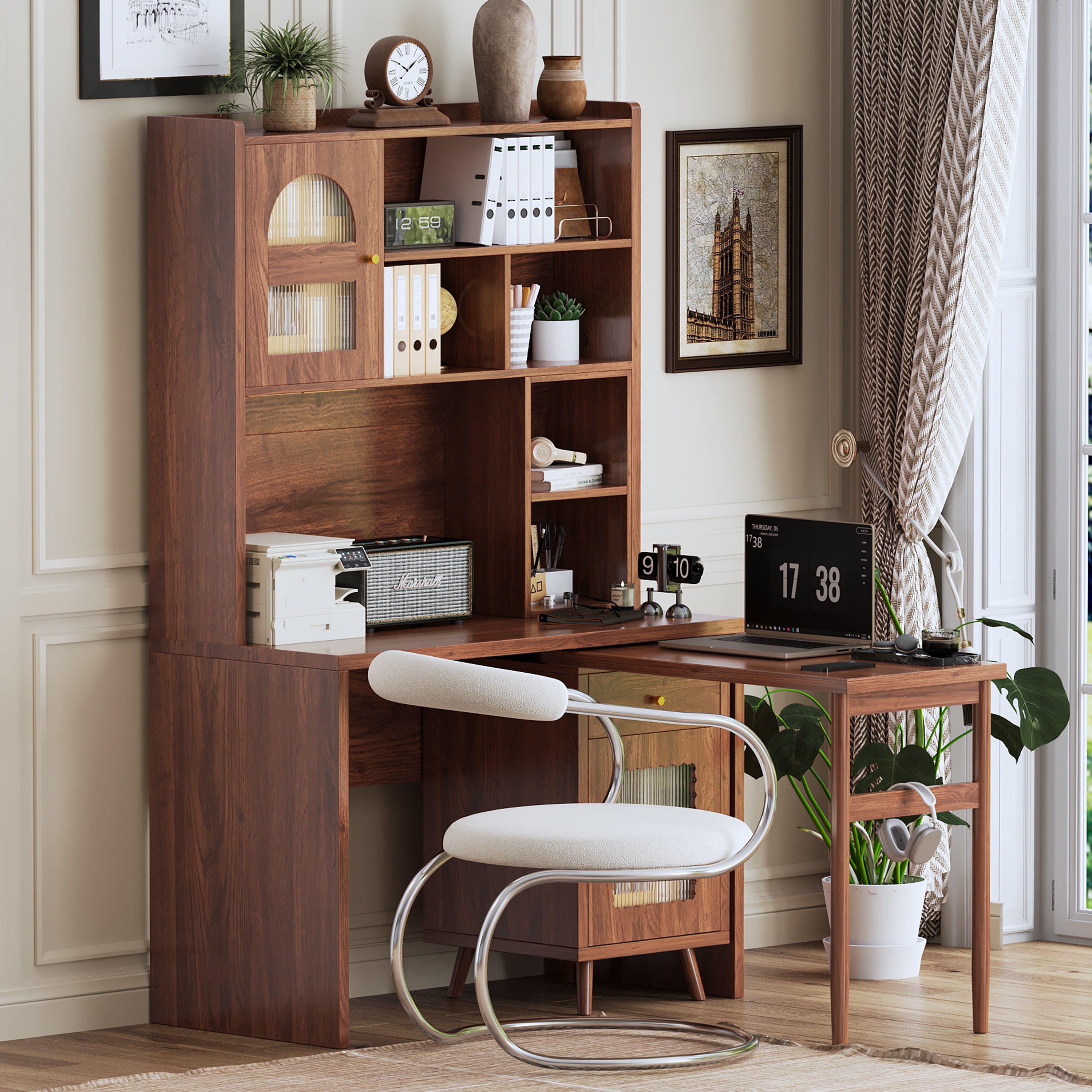 Easy Assembly Computer Desk With Storage Drawer And Cabinets Writing Desk For Study Work Desk For Home