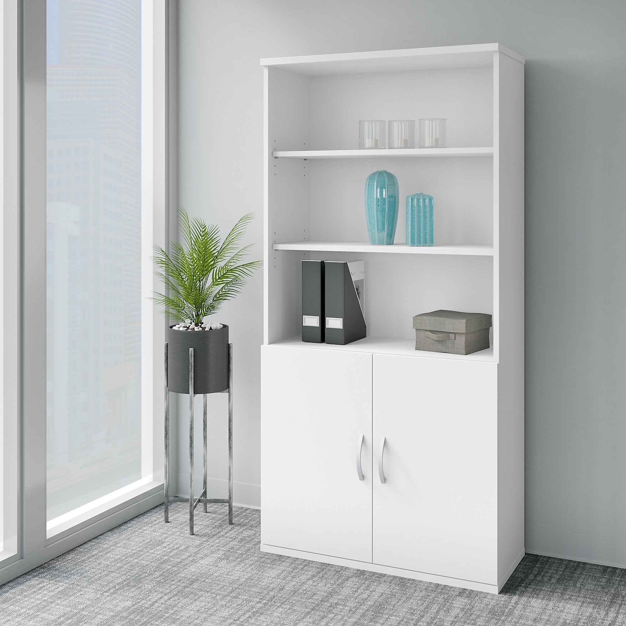 Easy Office 5 Shelf Bookcase With Doors By Bush Business Furniture