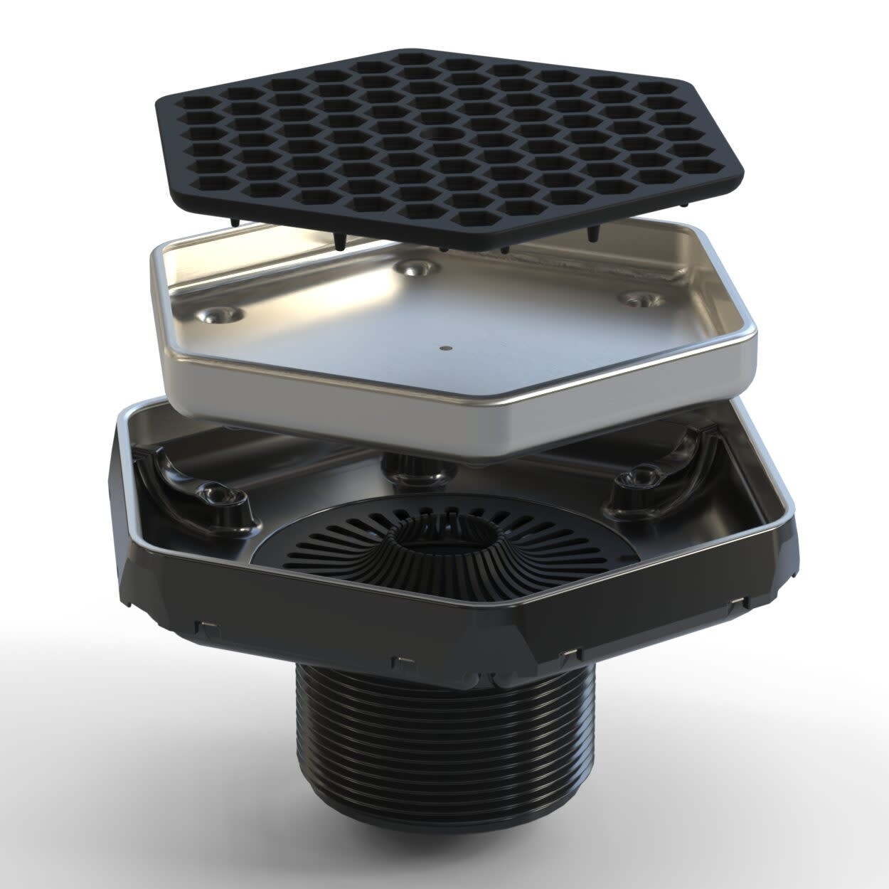 Ebbe America Ethx Hex Tile In Hex Drain
