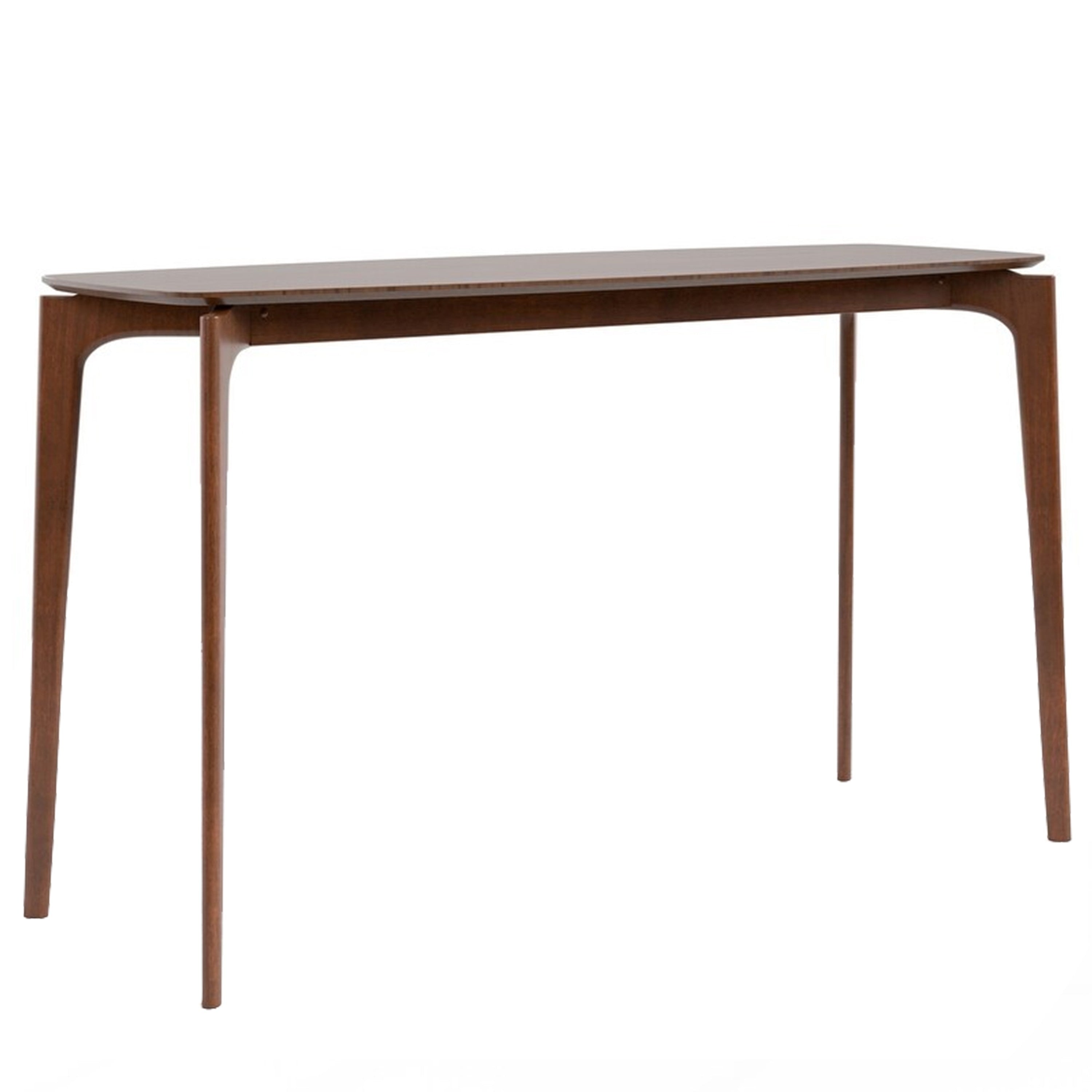 Ebik Counter Height Table 59 Inch Walnut Brown Solid Wood Top And Legs
