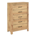 Eby Tall Dresser Chest 5 Drawers Black Nickel Handles Natural Brown