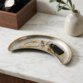 Ecara Silver And Gold Moon Shaped Metal Trinket Tray