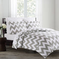 Echelon Home Chevron 3 Piece Cotton Duvet Cover Set