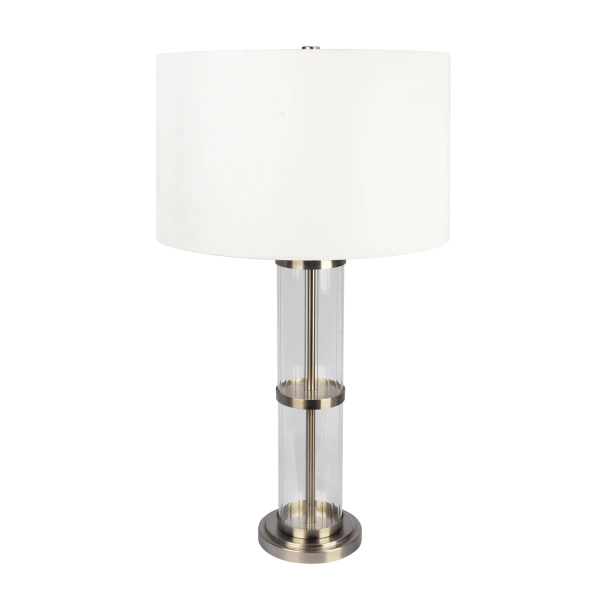 Echo Brushed Nickel Table Lamp With On Off Switch Clear Glass Body Metal Base