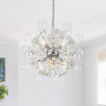 Eclectic 9 Light Floral Crystals Clear Glass Bubble Sphere Chandelier 23.6 In