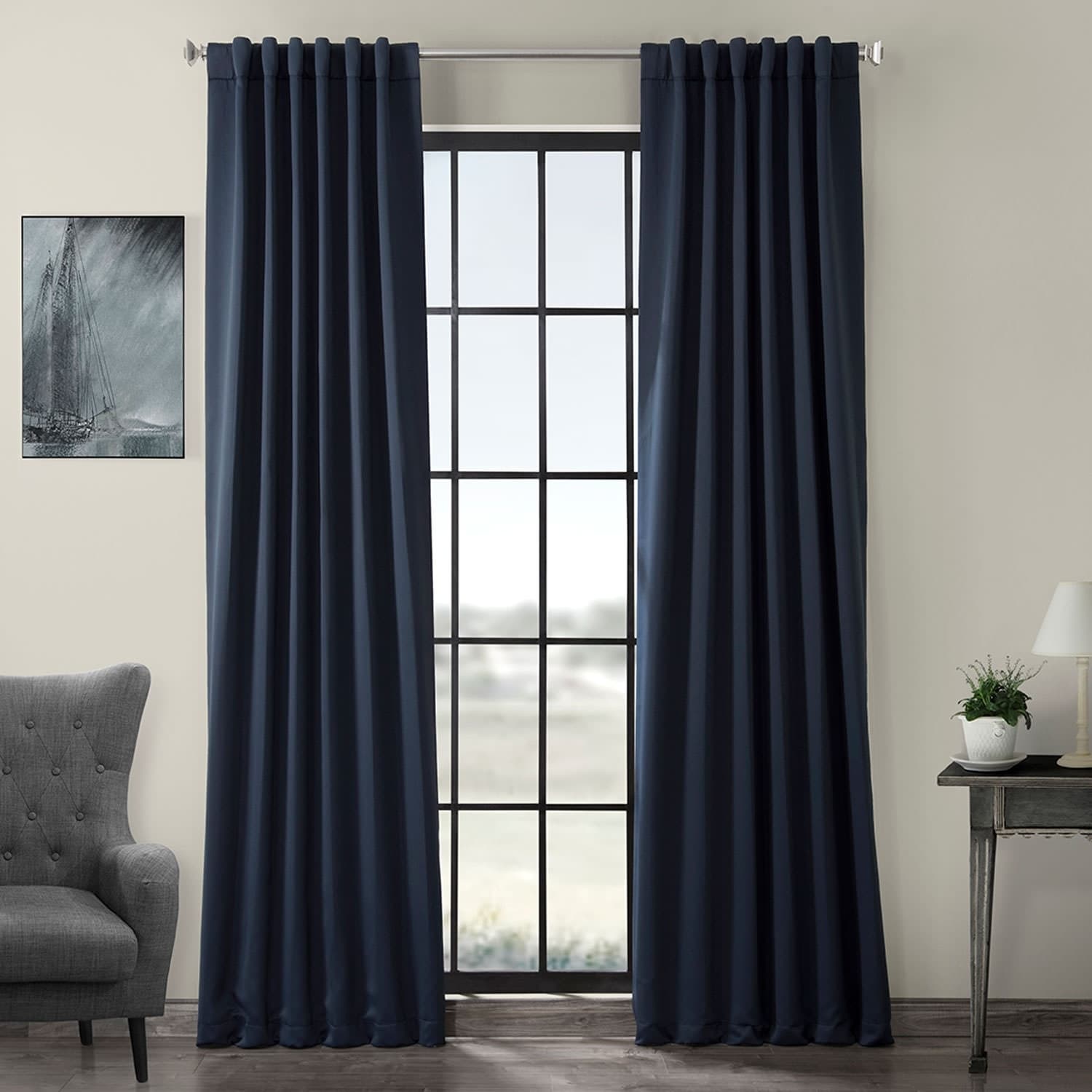 Eclipse Blue Thermal Blackout Curtain Panel Pair