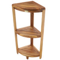 Ecodecors Earthyteak 3 Tier Teak Corner Shelf For Organization Storage In Earthyteak Finish