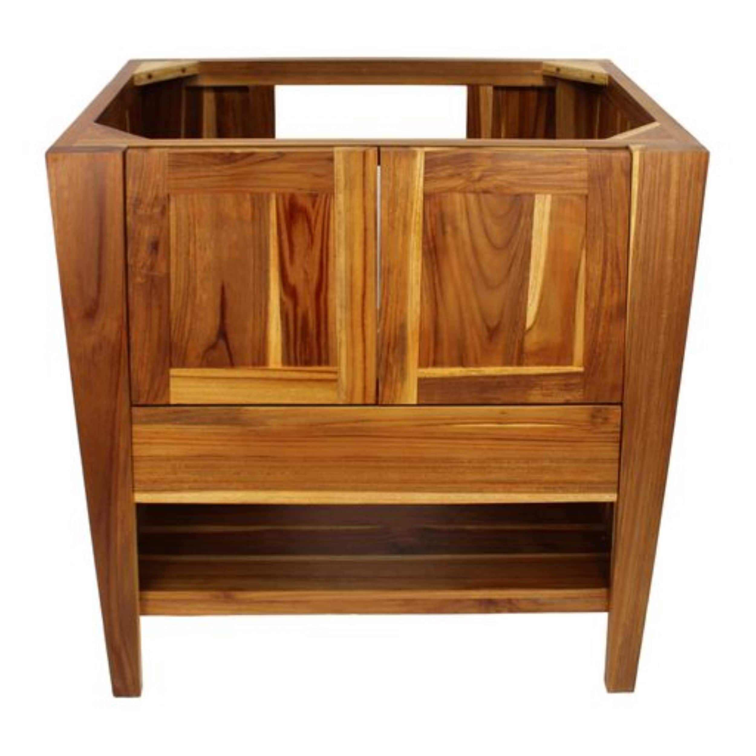 30 Ecodecors Curvature Solid Teak Bathroom Vanity In Earthyteak Finish