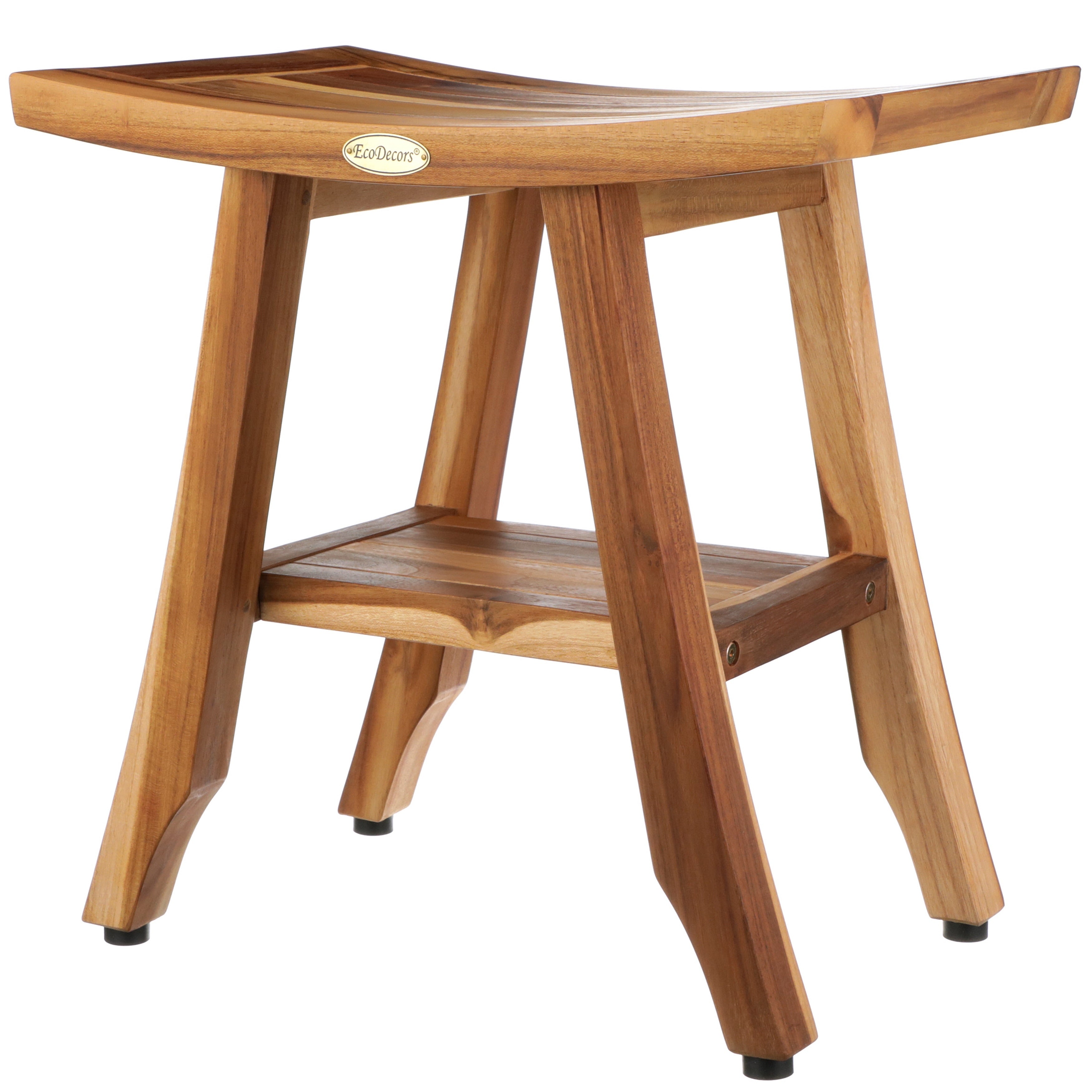 18 Ecodecors Earthyteak Satori Solid Teak Shower And Bathroom Bench With Shelf In Earthyteak Finish