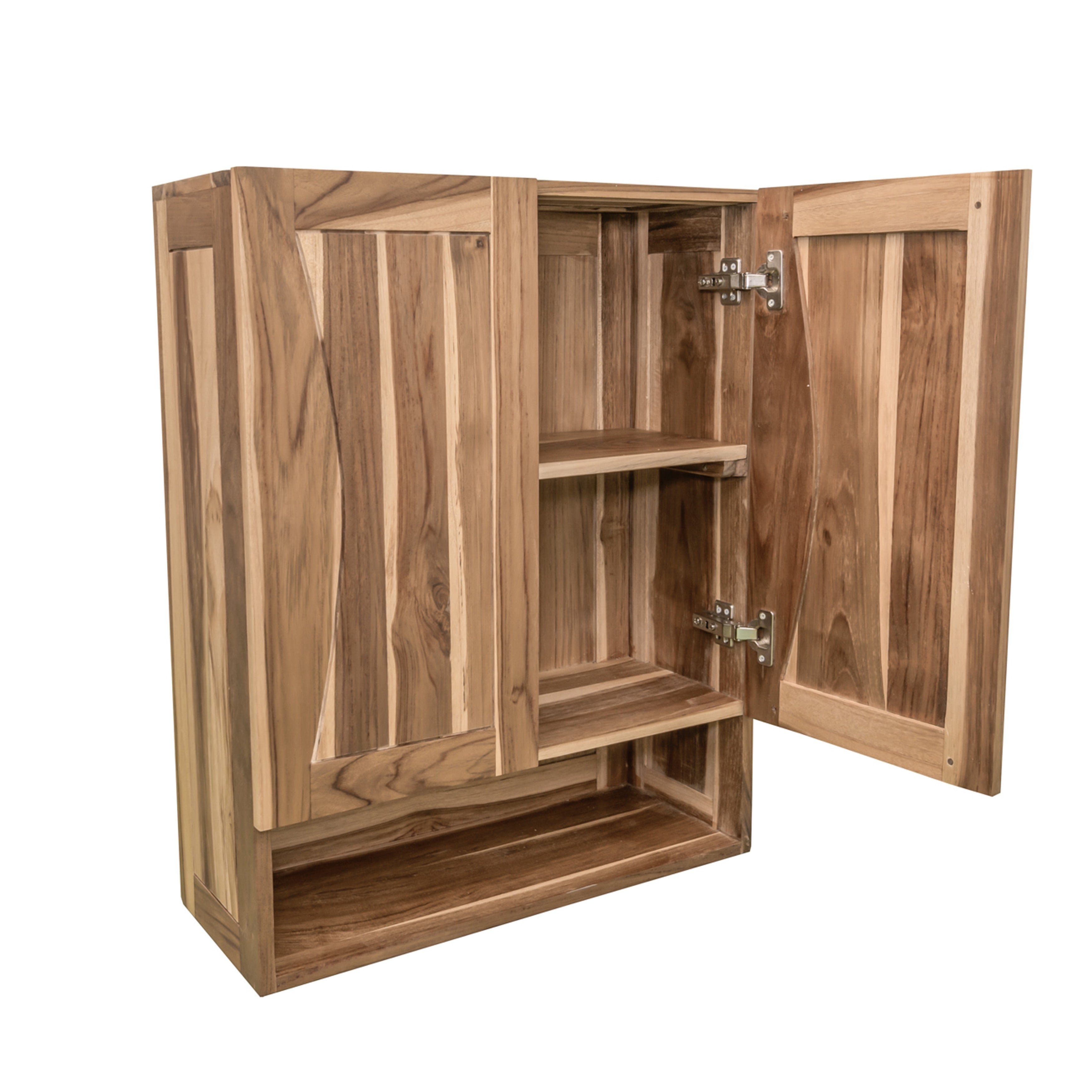 Ecodecors Curvature Solid Teak Bathroom Wall Cabinet Fully Assembled N A