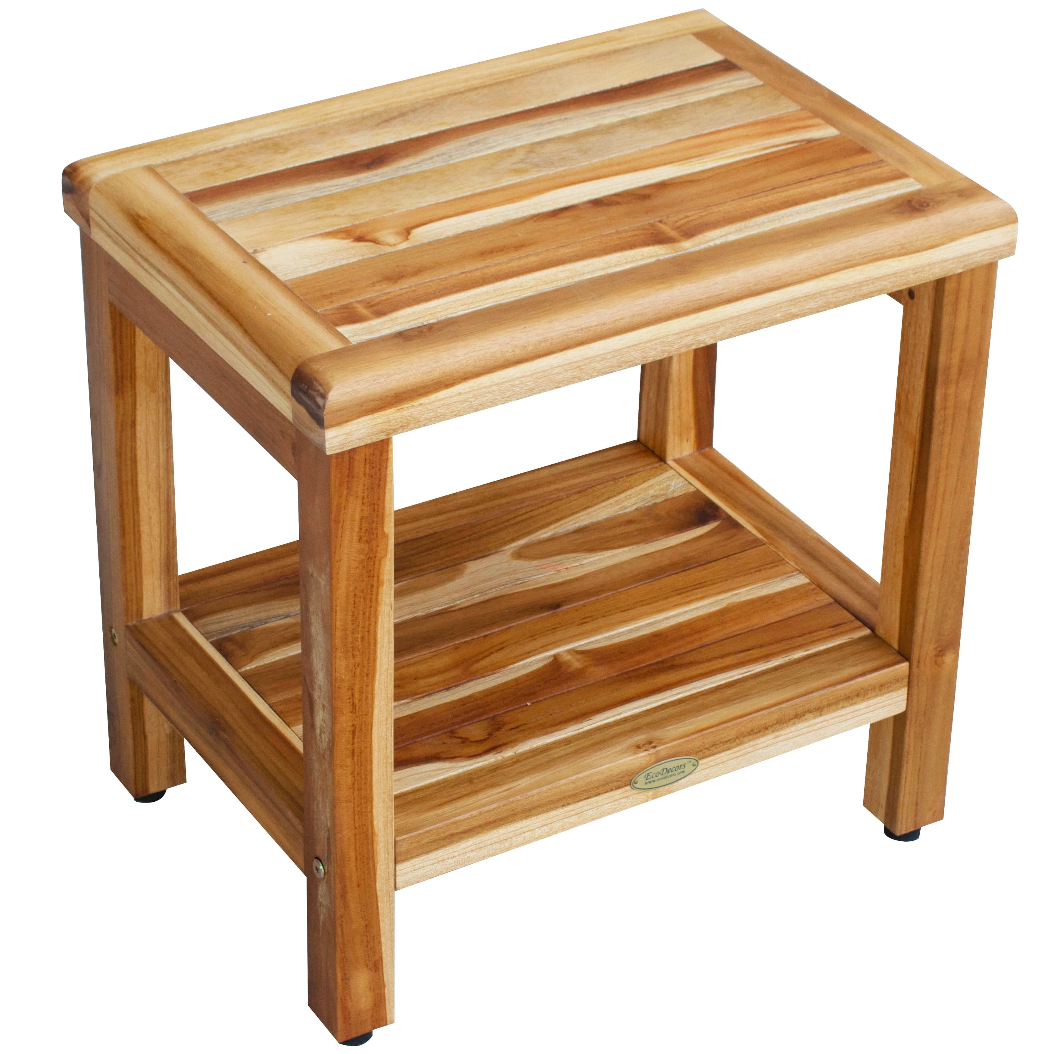 18 Ecodecors Earthyteak Eleganto Teak Shower Bench With Storage Shelf Earthyteak Finish