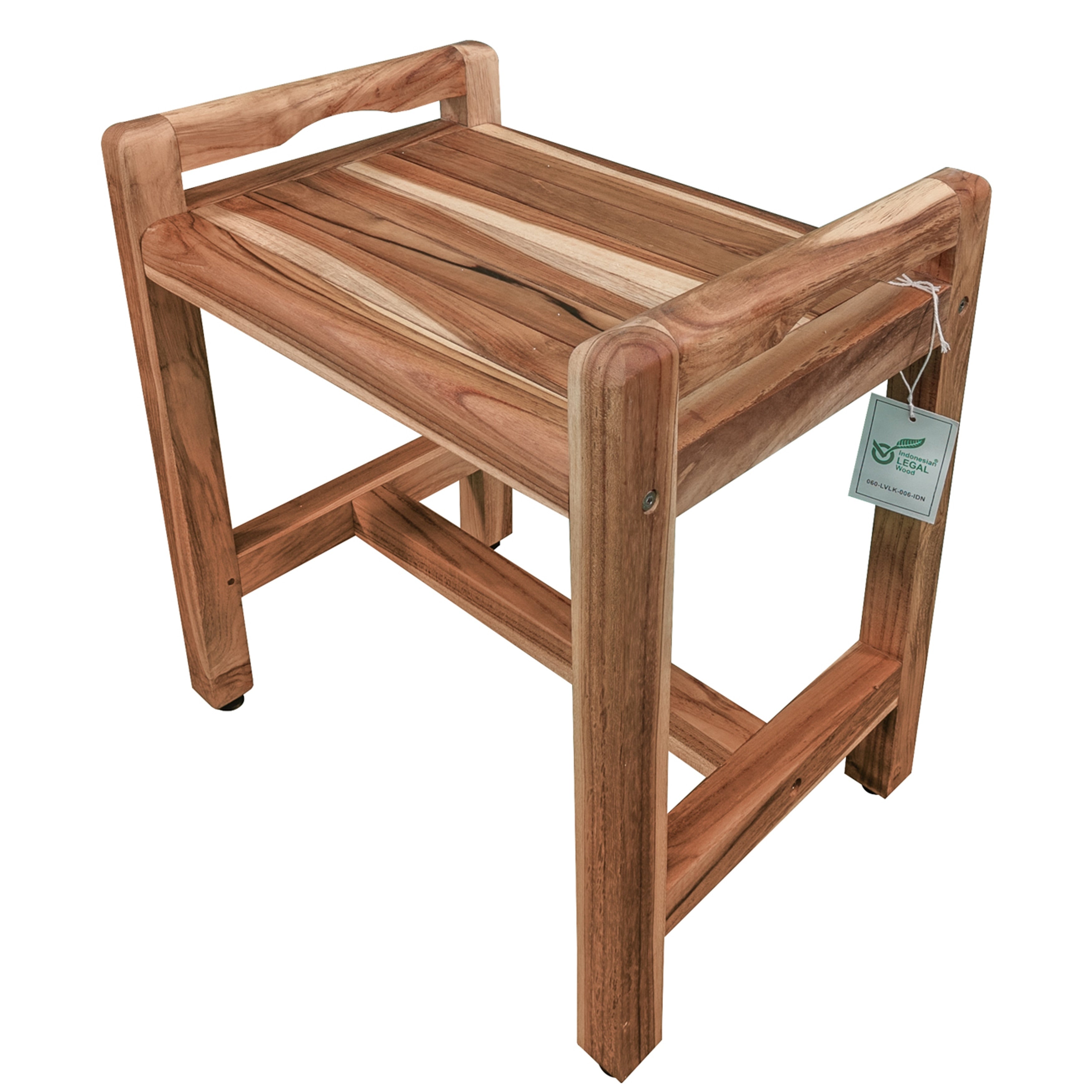 18 Ecodecors Earthyteak Eleganto Shower Bench With Liftaide Arms Solid Teak Earthyteak Finish