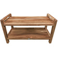 35 Ecodecors Earthyteak Eleganto Shower Bathroom Bench With Shelf And Liftaide Arms In Solid Teak Earthyteak Finish