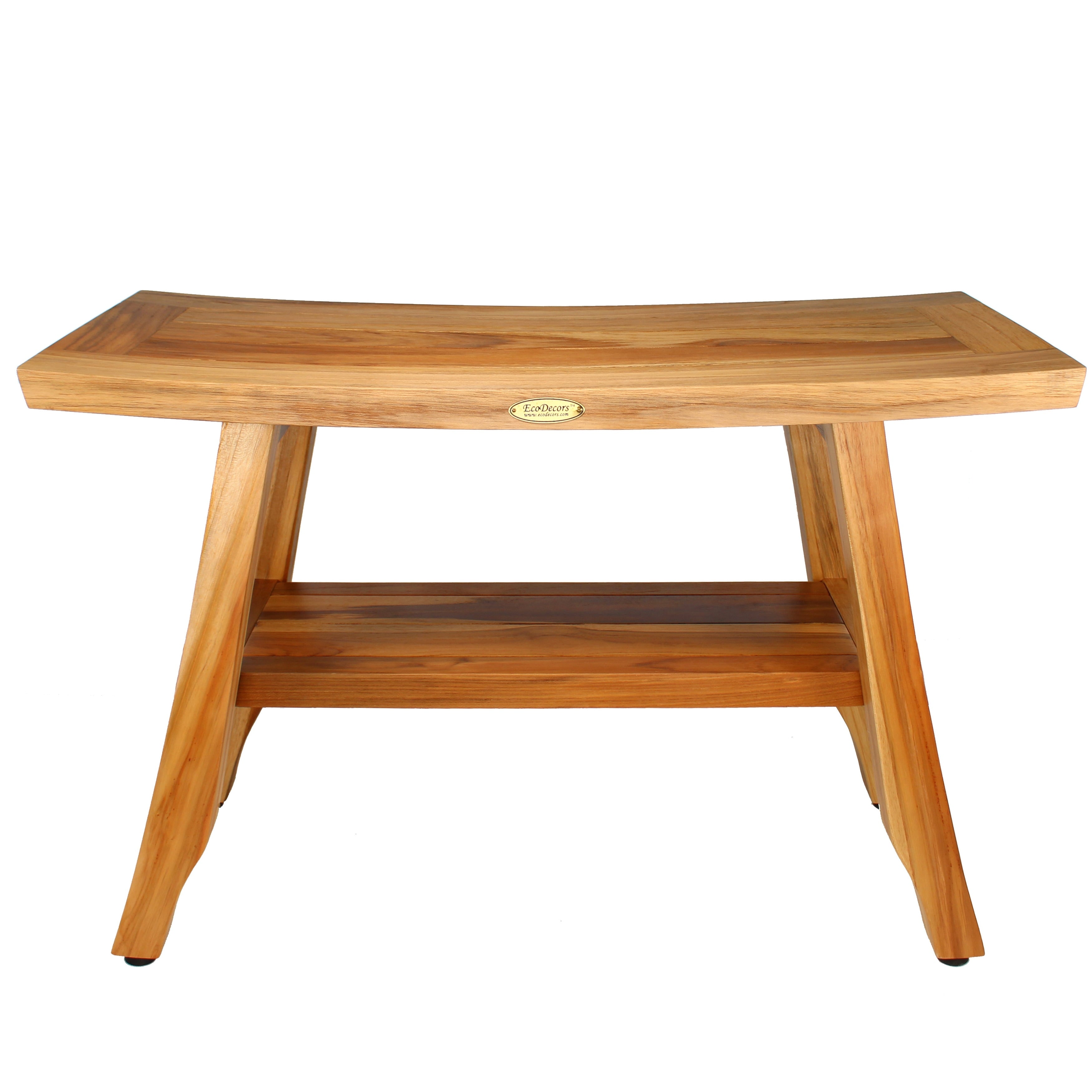 28 Extended Length Ecodecors Earthy Solid Teak Satori Teak Shower Bathroom Bench With Storage Shelf Earthyteak Finish
