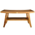 34 Ecodecors Satori Extended Length Solid Teak Shower Bathroom Bench With Shelf Earthyteak Finish