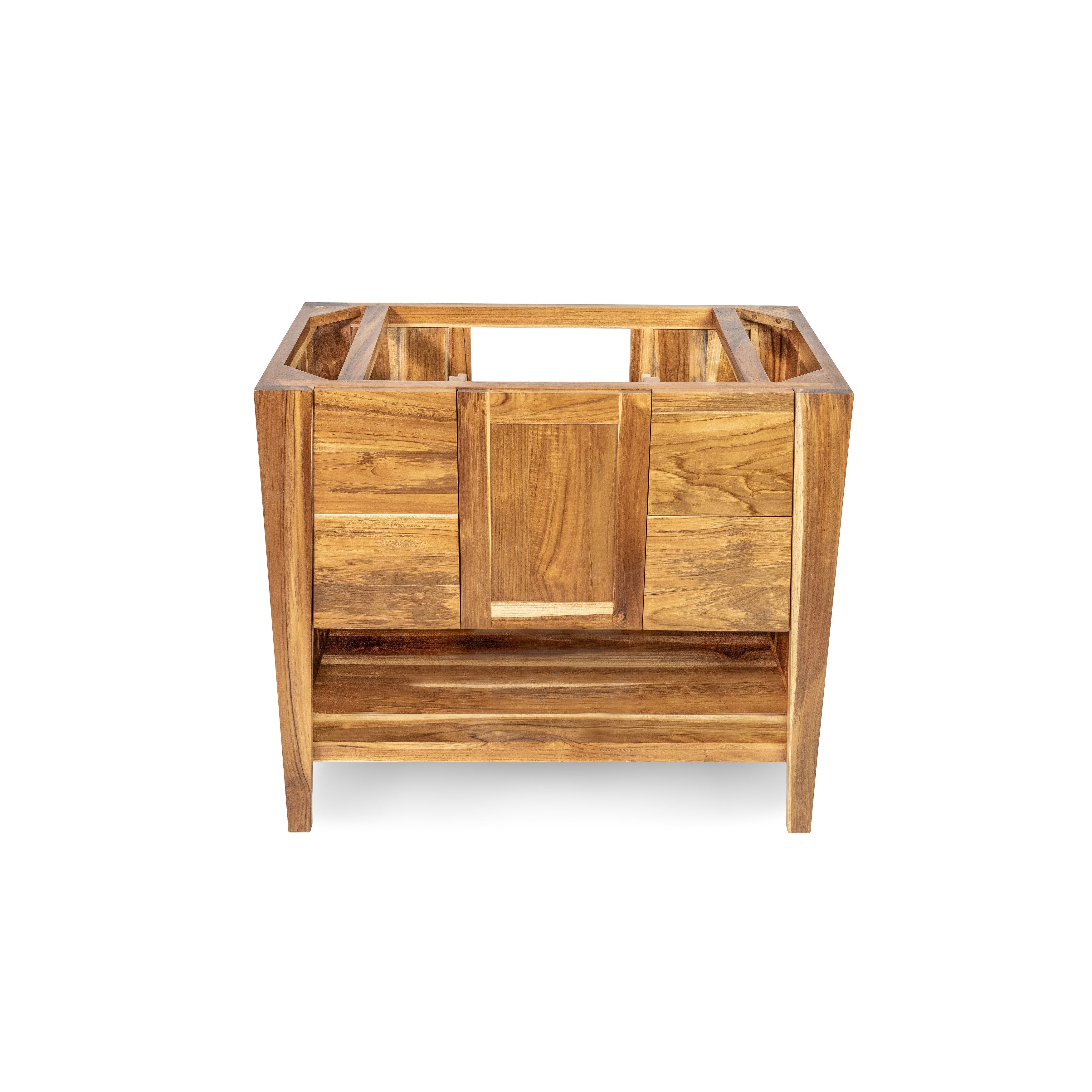 36 Ecodecors Curvature Solid Teak Bathroom Vanity In Earthyteak Finish
