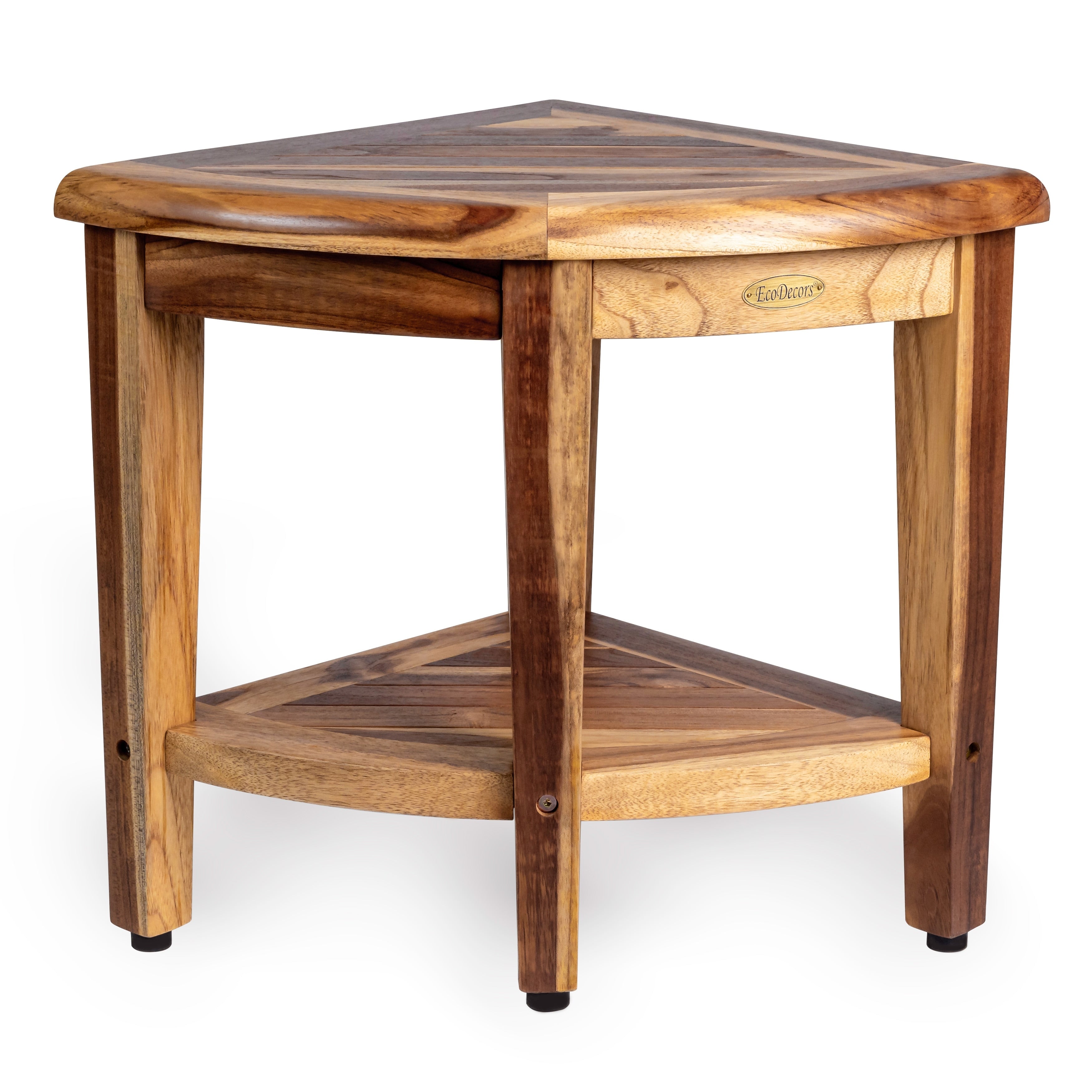 Corner Teak Bench With Shelf Ecodecors Earthyteak Oasis Earthyteak Finish