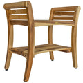24 Ecodecors Earthyteak Symmetry Solid Teak Shower Bench With Shelf And Liftaide Arms Earthyteak Finish