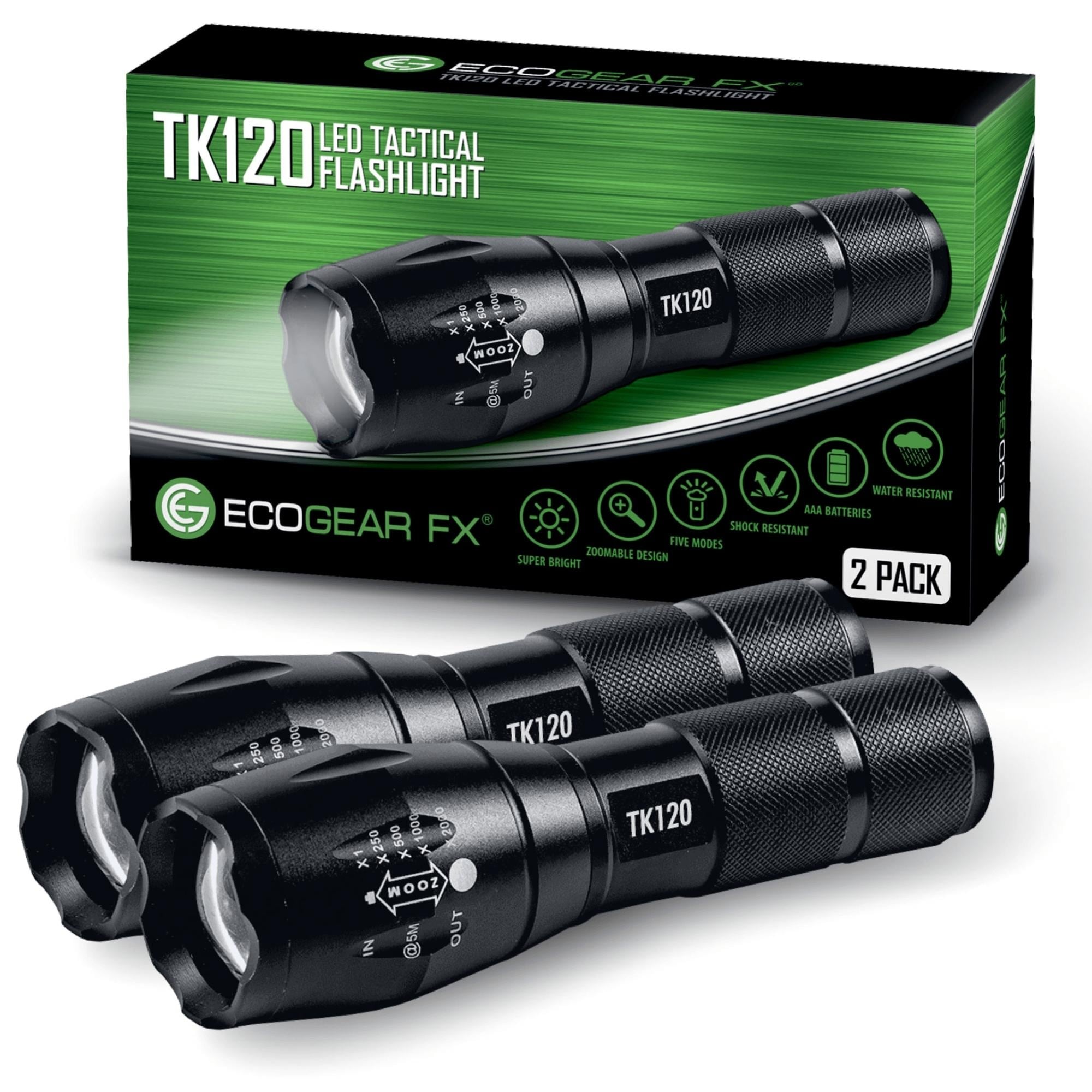 Ecogear Fx Tk120 Led Tactical Flashlight With Strobe 2 Pack