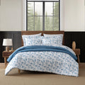 Eddie Bauer Fish Town Toile Reversible Lightweight Coastal Comforter Set Blue