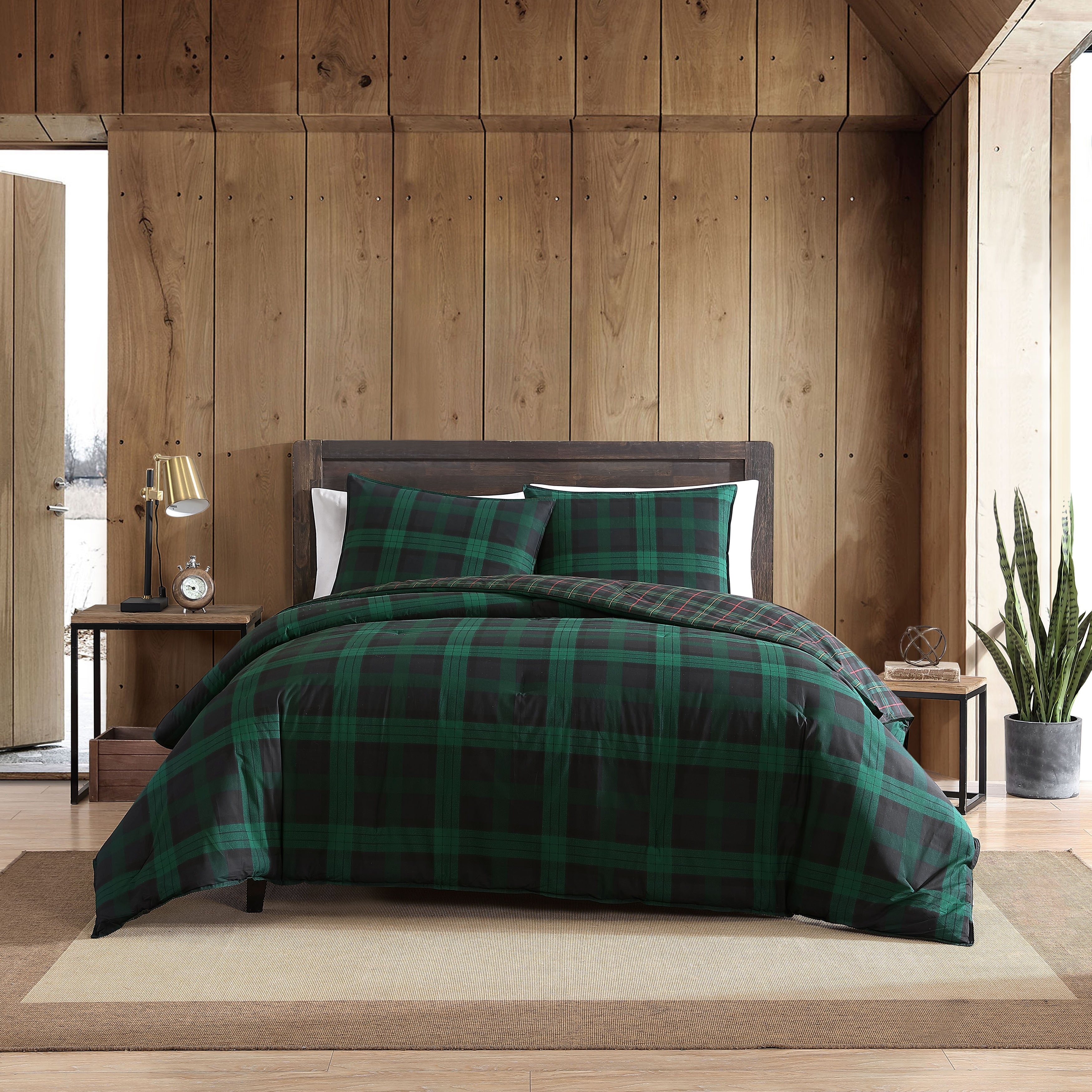 Eddie Bauer Woodland Tartan Green Duvet Cover Set