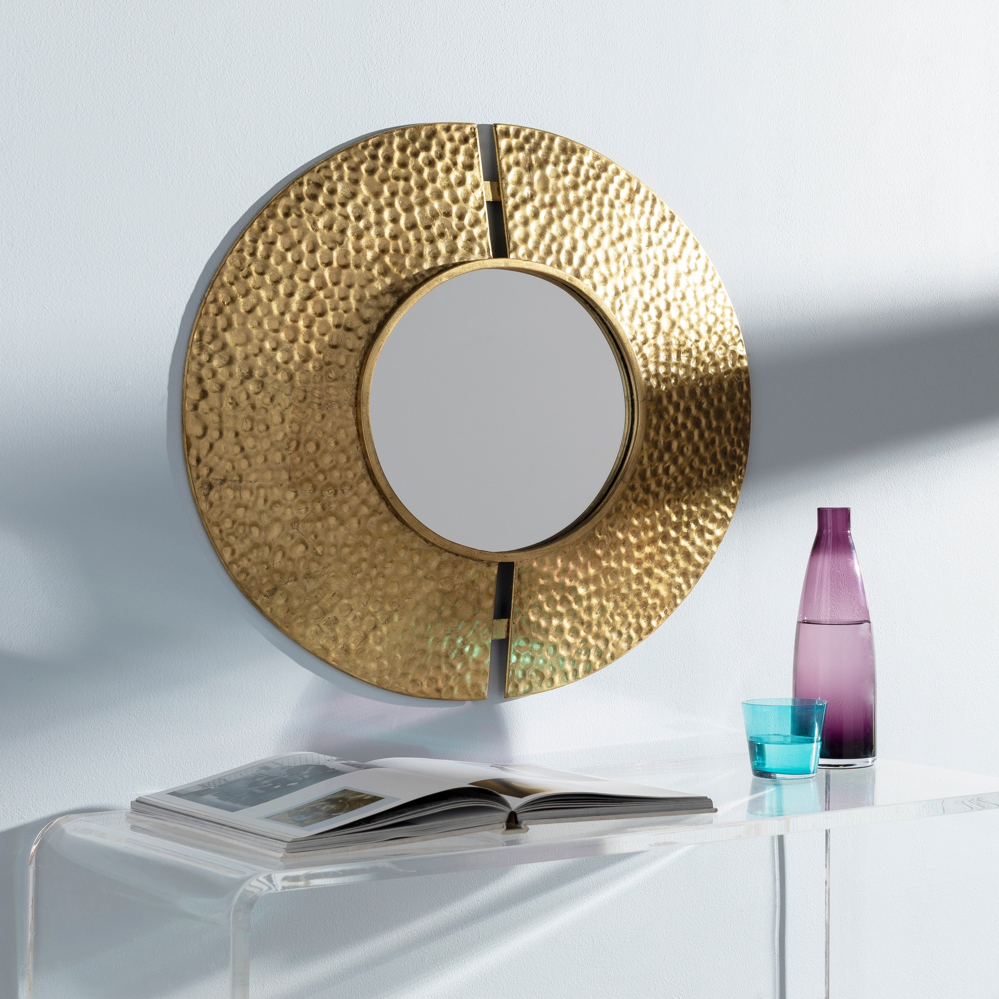 Edel Hammered Golden Oval 23X28 Mirror 28 H X 23 W