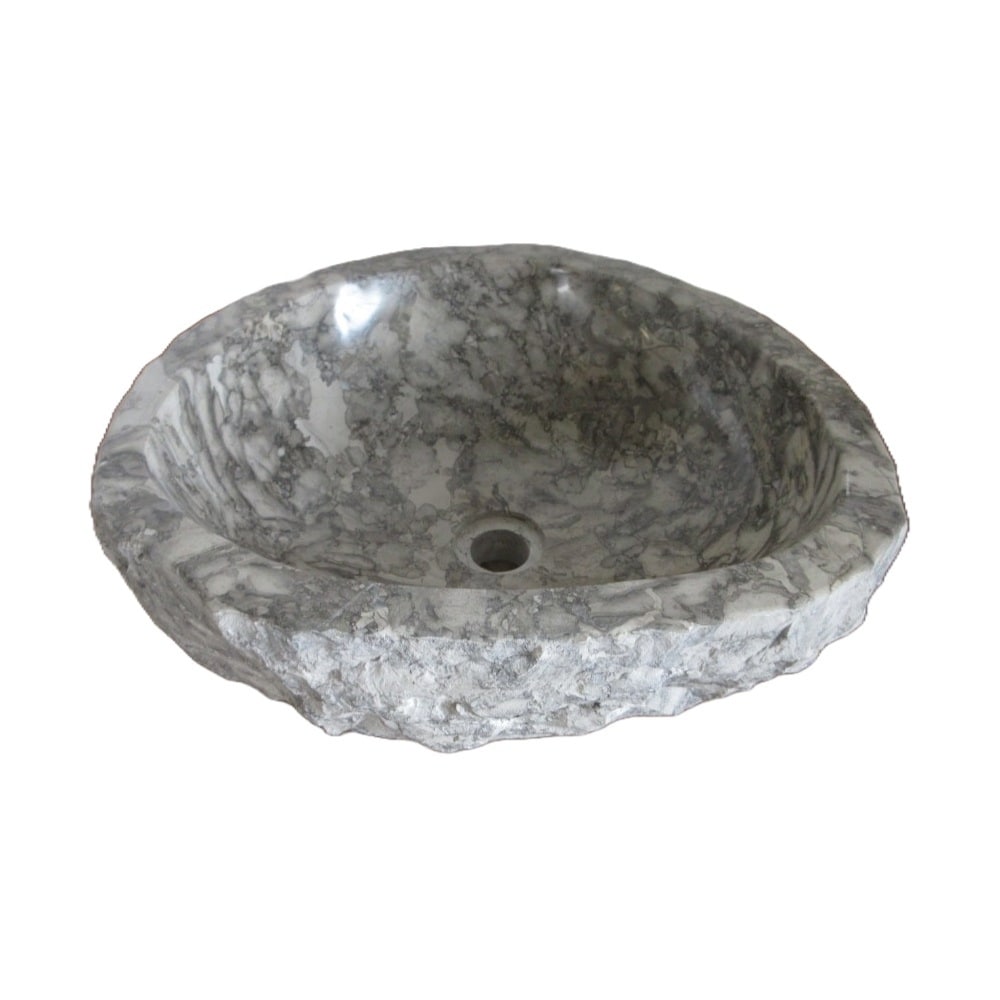 Eden Bath Rustic Grigio Marble Sink With Rough Exterior Grey