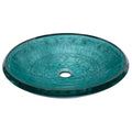 Eden Bath Teal Glass Vessel Sink With Embossed Pattern