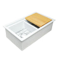 Eden Crisp White Fireclay 32 Double Bowl Undermount Workstation Kitchen Sink