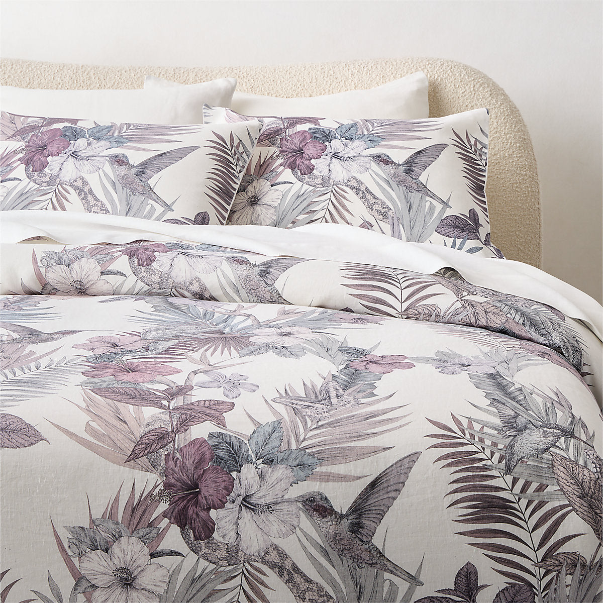 Eden Off White and Smoked Mauve Linen King Pillow Shams Set of 2