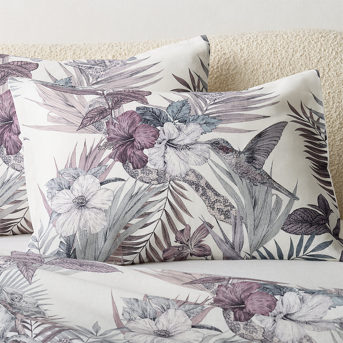 Eden Off White and Smoked Mauve Linen Full/Queen Duvet Cover
