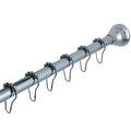 Chrome Adjustable Shower Curtain Rod With Shower Hooks Silver