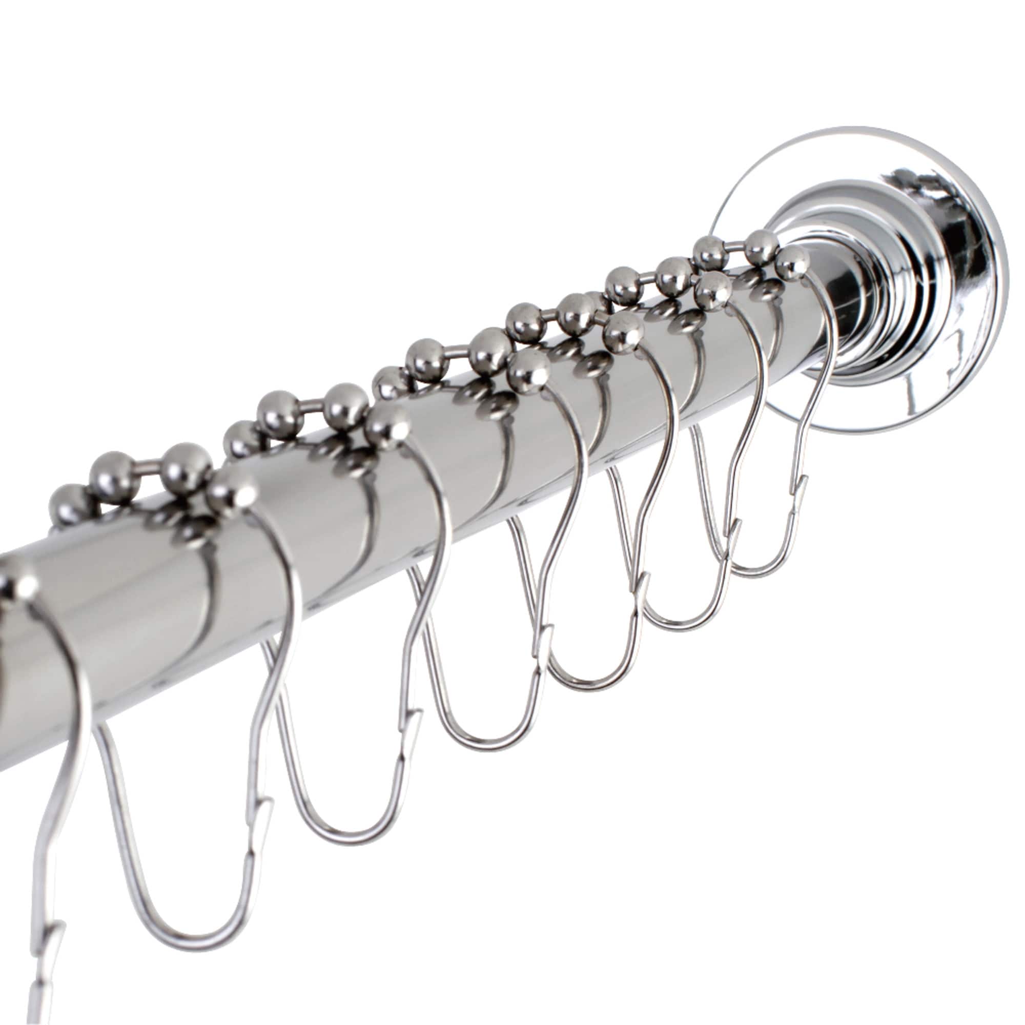 Edenscape Adjustable Shower Curtain Rod With Ring Combo In Polished Chrome