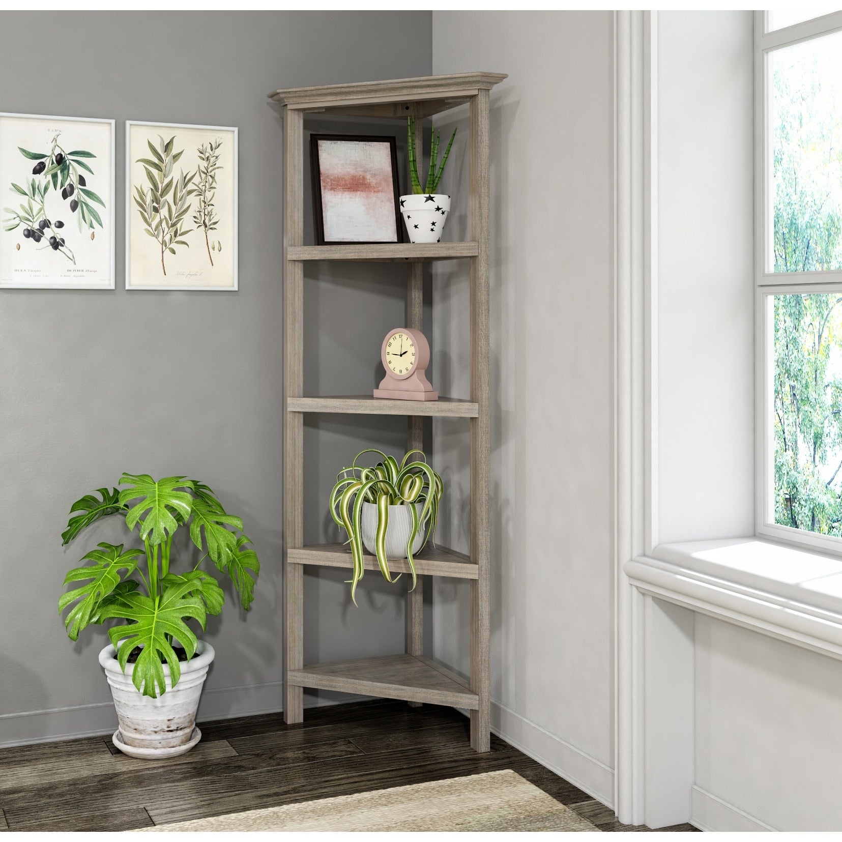 Newridge 4 Tier Corner Bookcase