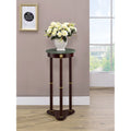 Coaster Company Green Marble Top Cherry Finish Wood Round Plant Stand