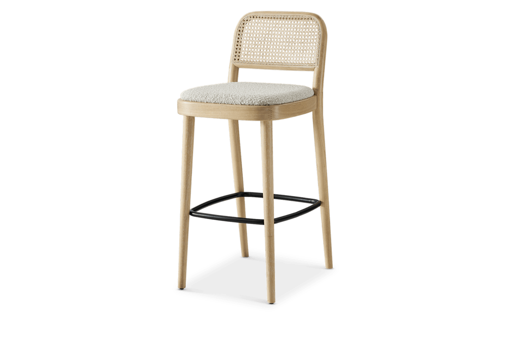 Edith Cane Bar Stool, White Wash
