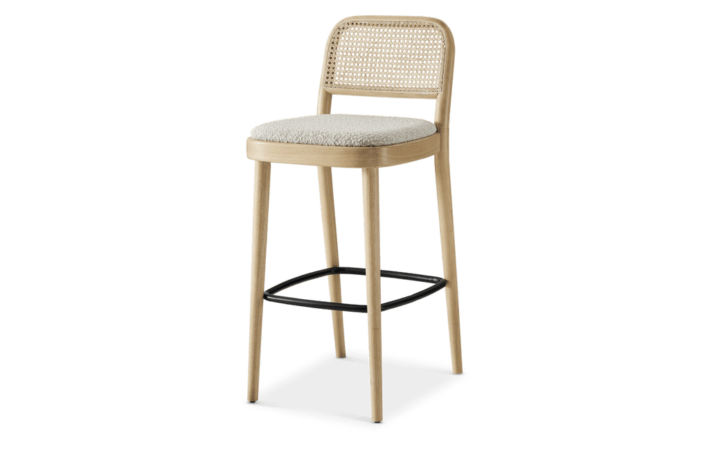 Edith Cane Bar Stool, White Wash