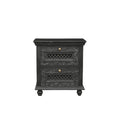 Edmond Hand Carved Mango Wood 2 Drawer Nightstand With Floral Fronts