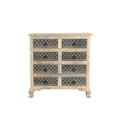 Edmond Solid Mango Wood 8 Drawer Chest With Carved Geometric Fronts