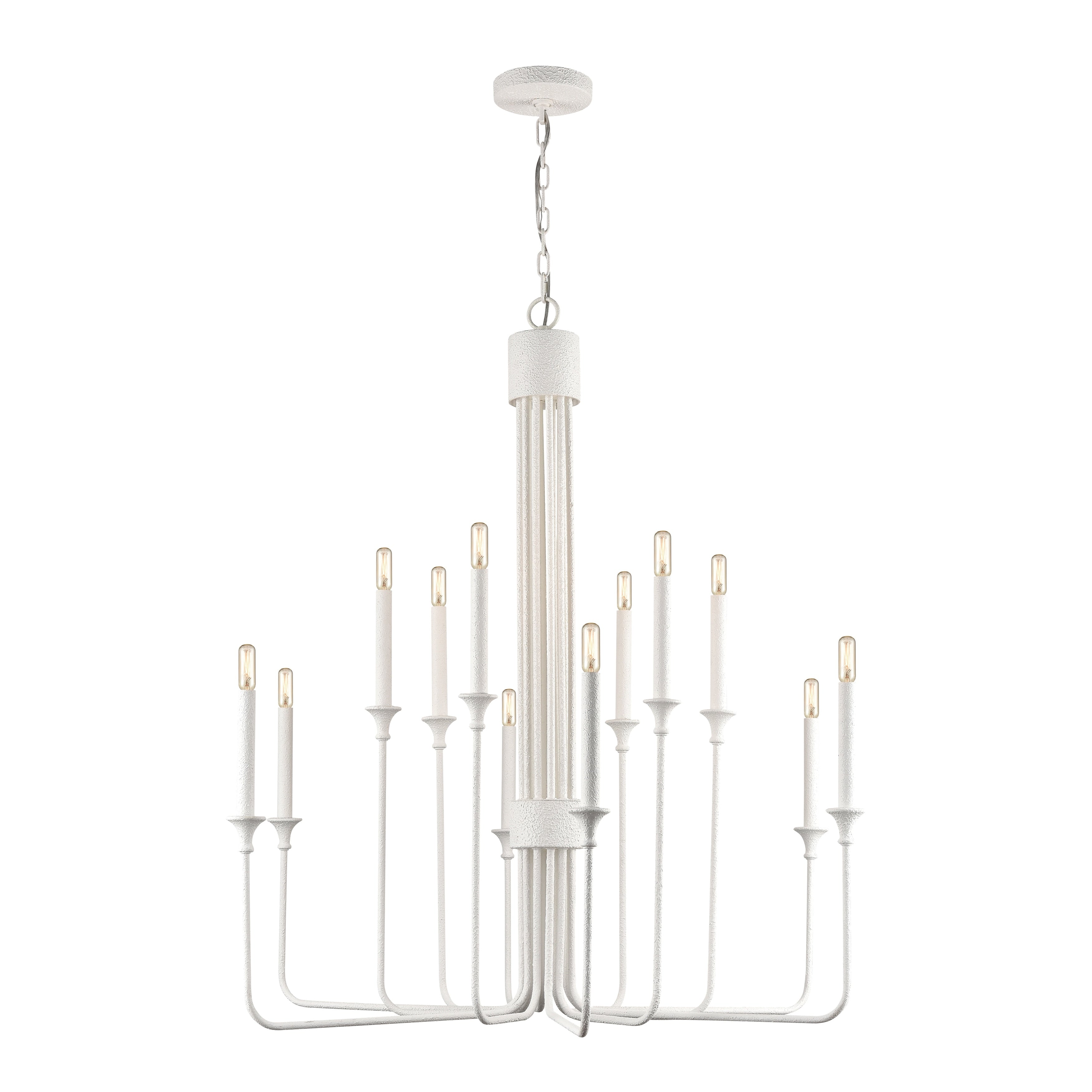 Edward 36 Inch Wide 12 Light Chandelier In Matte White 36In W X 36In D X 38In H