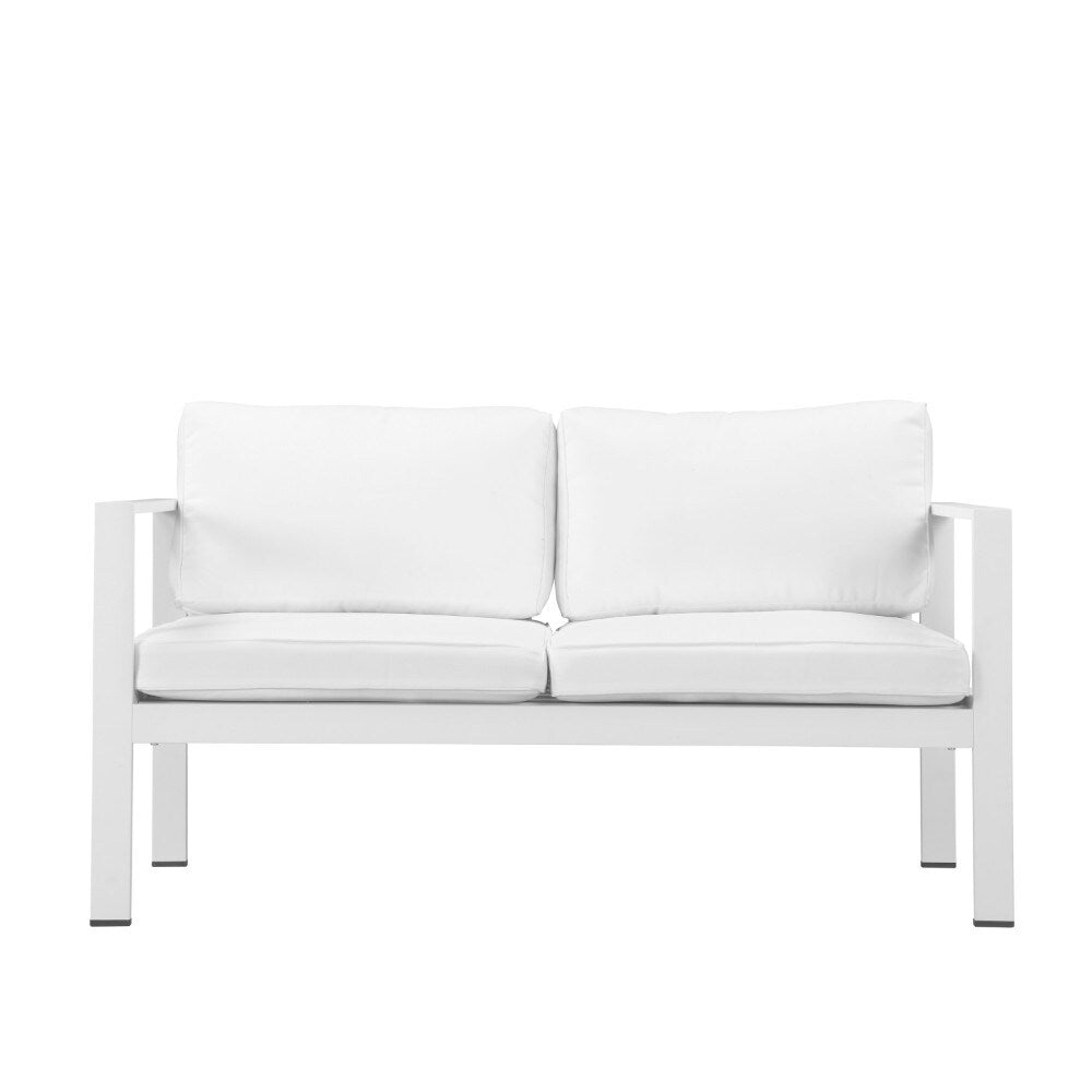 Efficiently Advantageous Upholstered Anodized Aluminum Sofa White