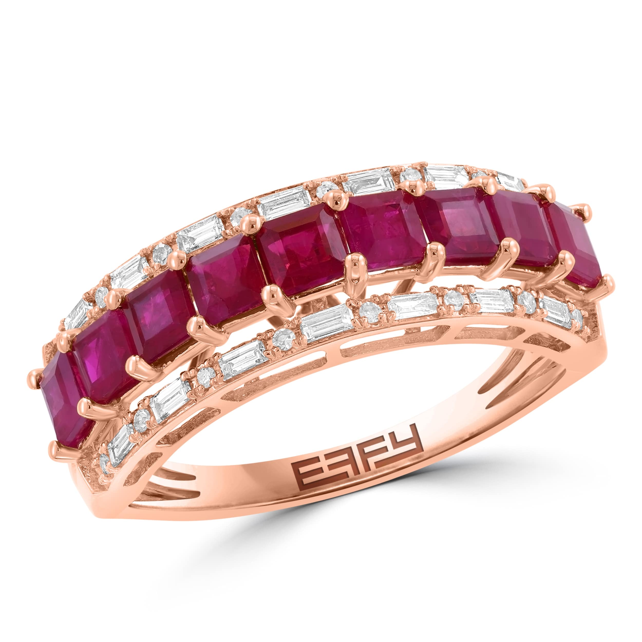 Effy 14K Rose Gold Diamond Natural Ruby Band