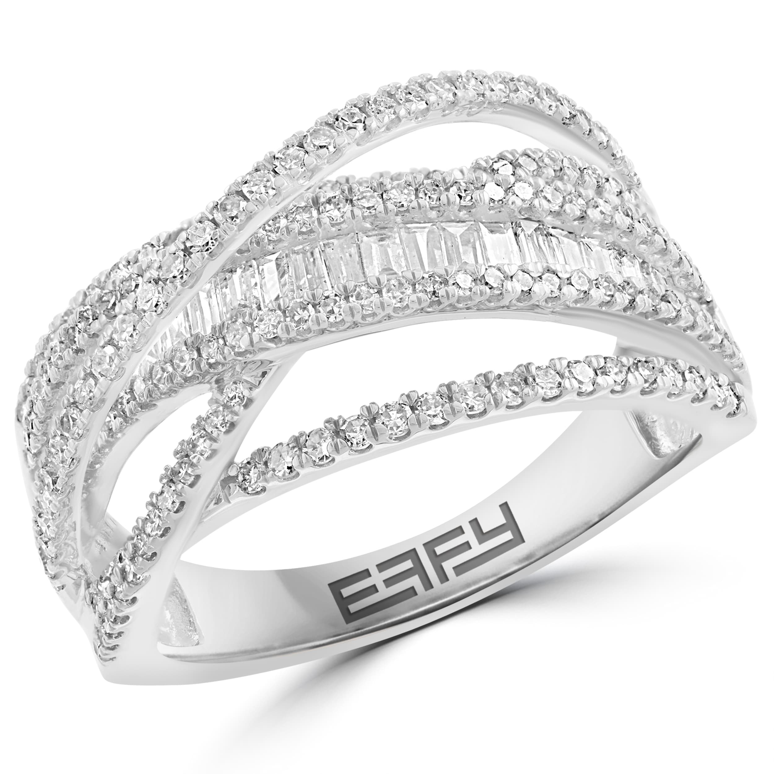 Effy 14K White Gold Diamond Crossover Ring