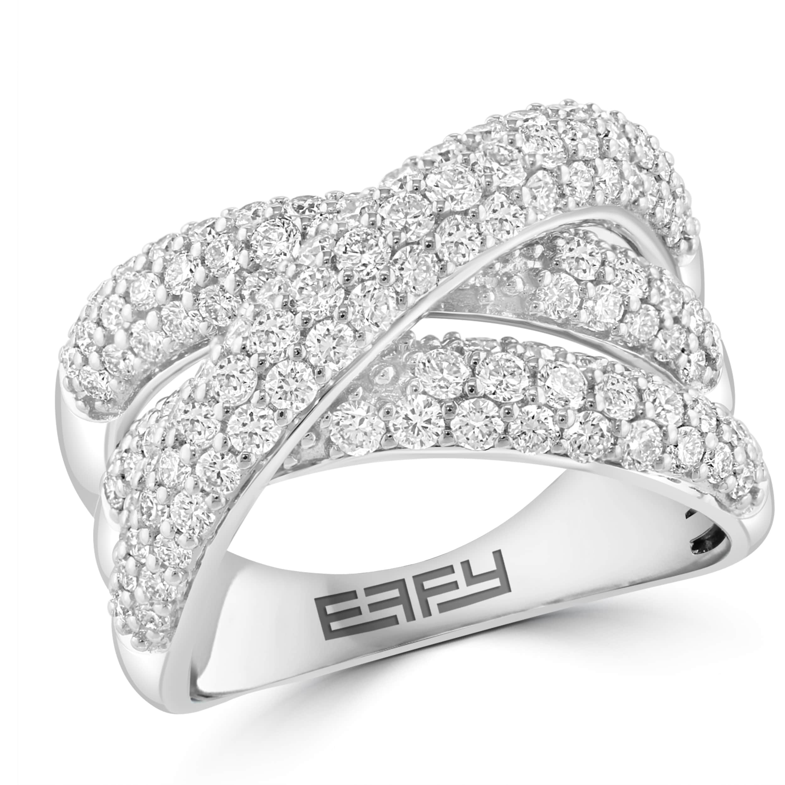 Effy 14K White Gold Lab Grown Diamond Double Criss Cross Ring