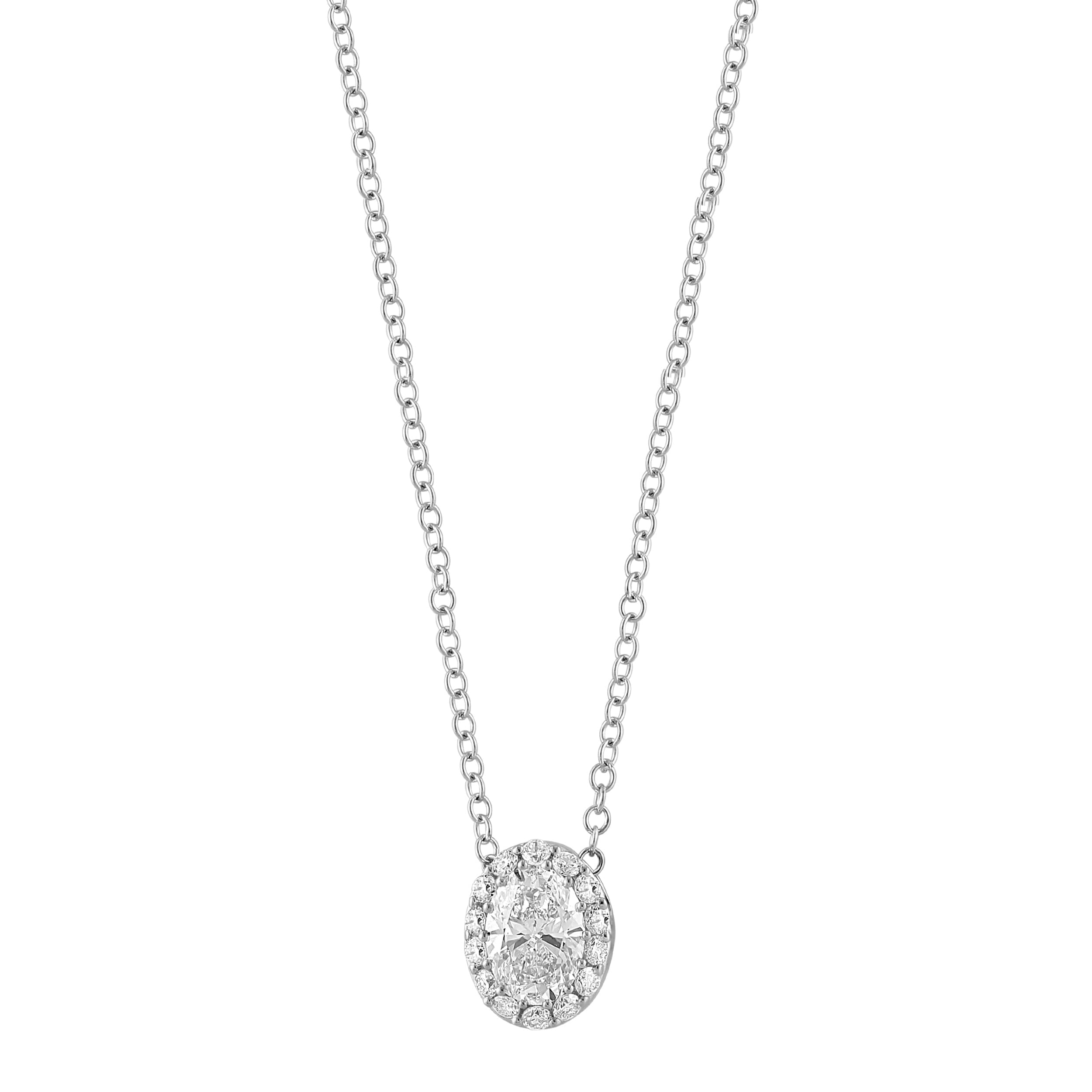 Effy 14K White Gold Lab Grown Diamond Oval Pendant Necklace